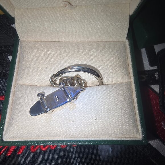 sterling silver skateboard keychain moving wheels - Picture 3 of 4